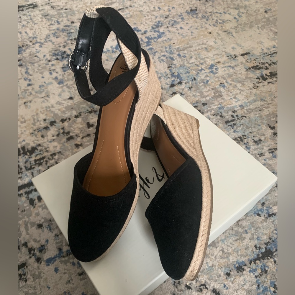 Style & Co Black Sandal Wedges